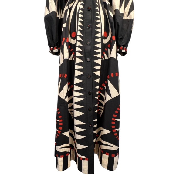 Farm Rio Coconut Grove Puff-Sleeve V-Neck Maxi Dress Size Small - Picture 4 of 11